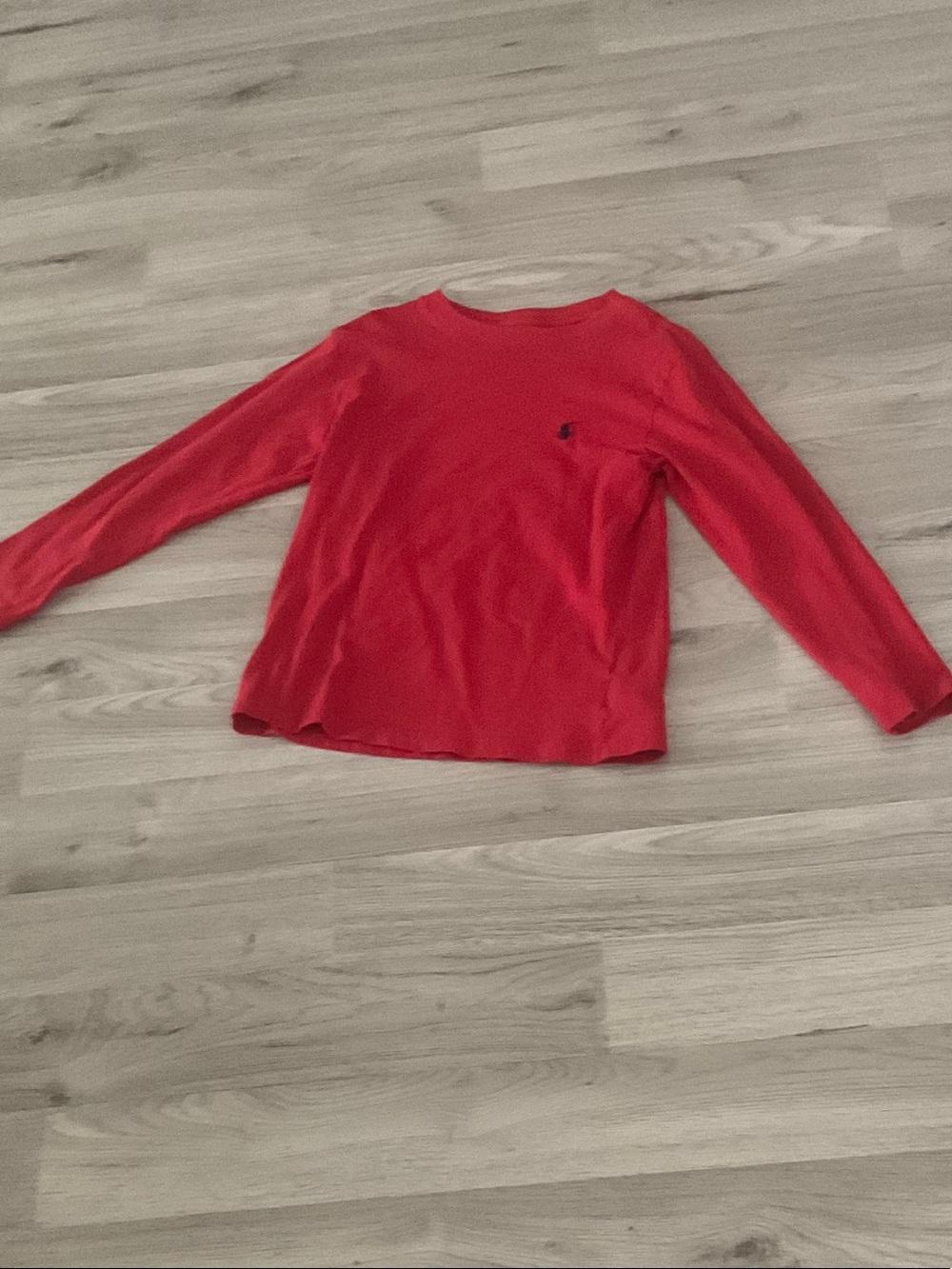Ralph Lauren Bright Red Long Sleeve Kids Tee with Polo Logo